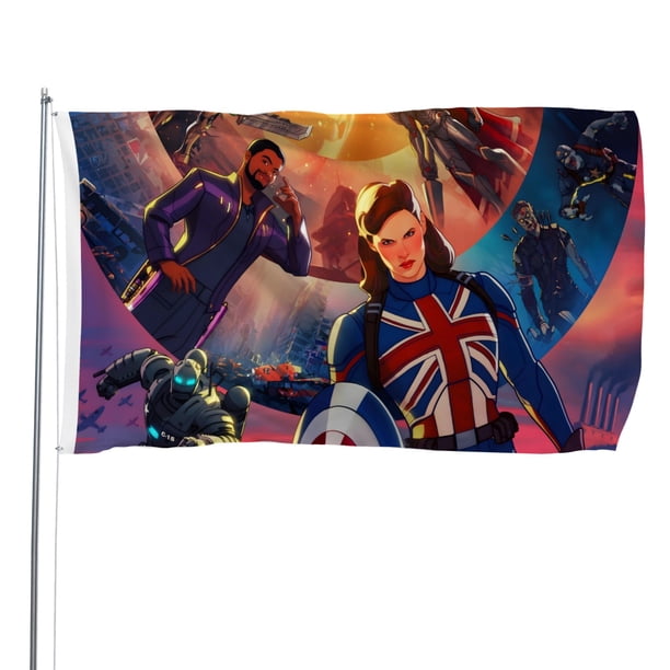¿Qué Pasaría Si...? Bandera impresa con temática, regalo perfecto para fanáticos, amigos y familiares, y adecuada para actividades al aire libre e interiores, decoraciones de fiesta. 60*90CM