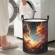 thumbnail image 5 of Fotbe Red And Gray Flame Fox Cesto de Ropa con Asas, Cesto Impermeable de Gran Capacidad, Bolsa de Lavado para Dormitorio, Cesto de Ropa con Ruedas y Asas-Medium, 5 of 6