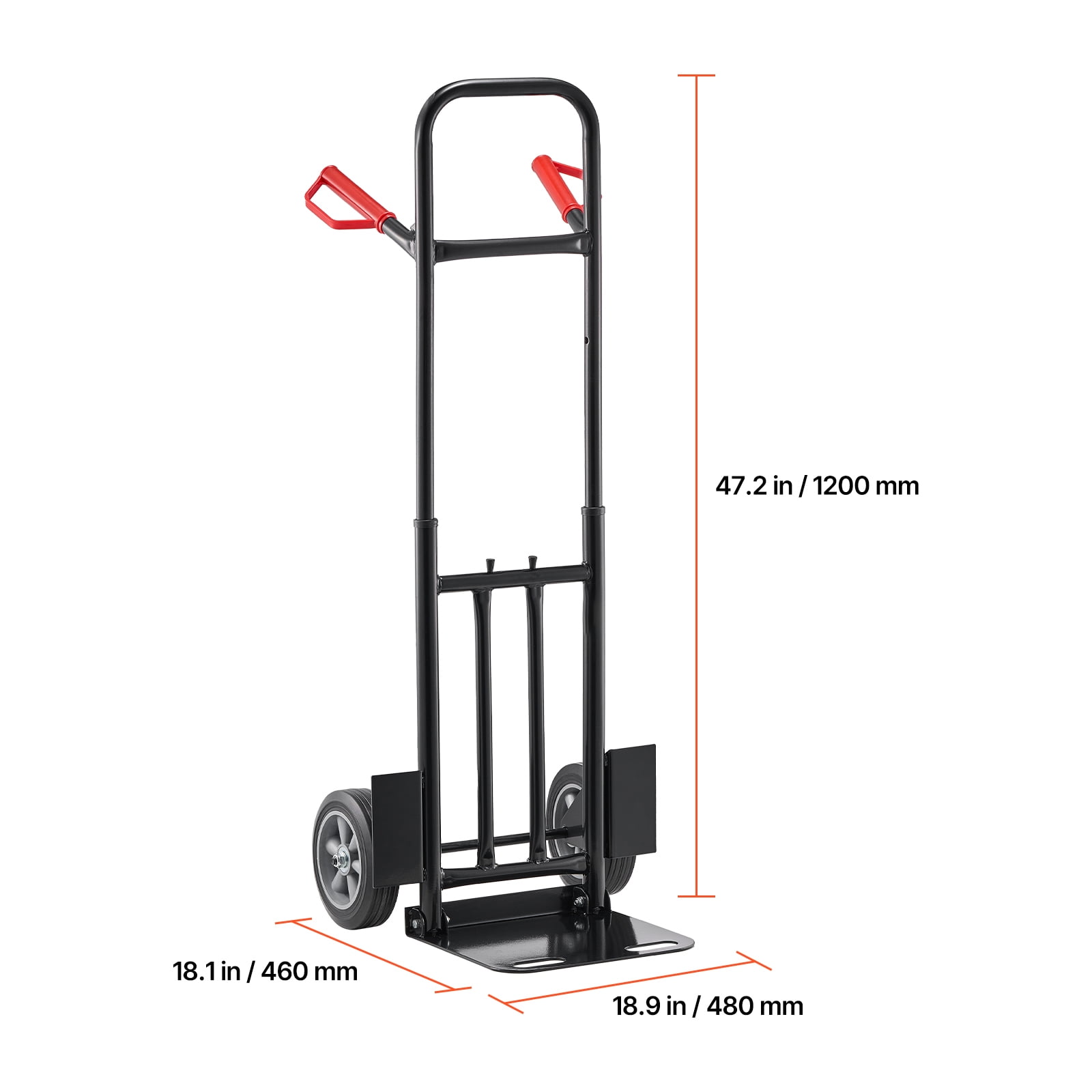 KFFKFF Heavy-Duty Hand Truck, 600 lbs Capacity, Durable Dolly with Wheels & Adjustable Handle, Portable Cart with Tie-down Strap for Home, Office, Warehouse, and Supermarket Use