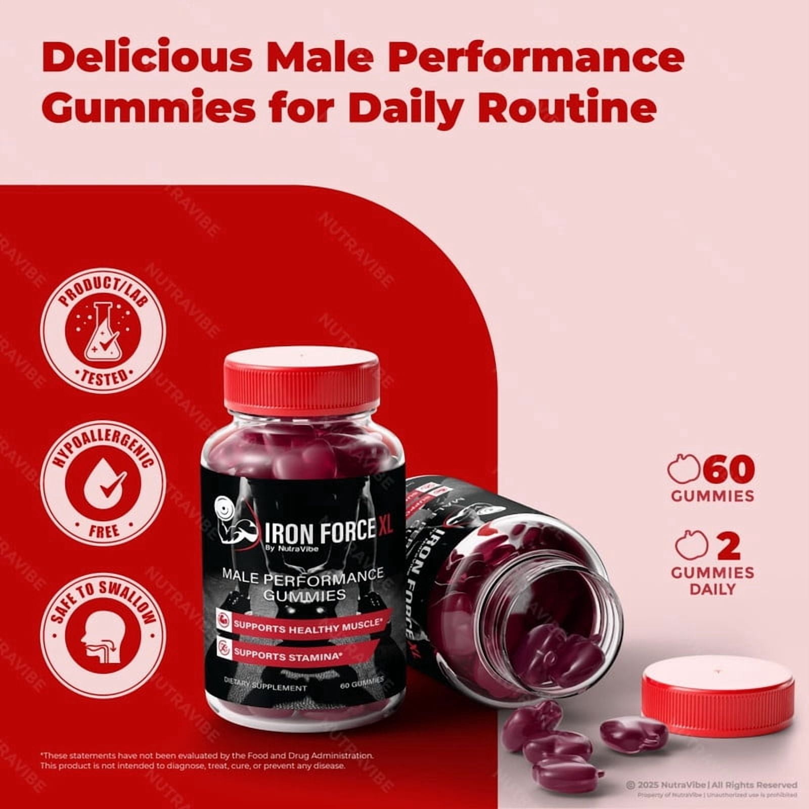 (2 Pack) Iron Force XL – Gummies with a Natural Daily Blend for Energy & Wellness | Great-Tasting, Easy-to-Chew Gummies (120 Gummies)