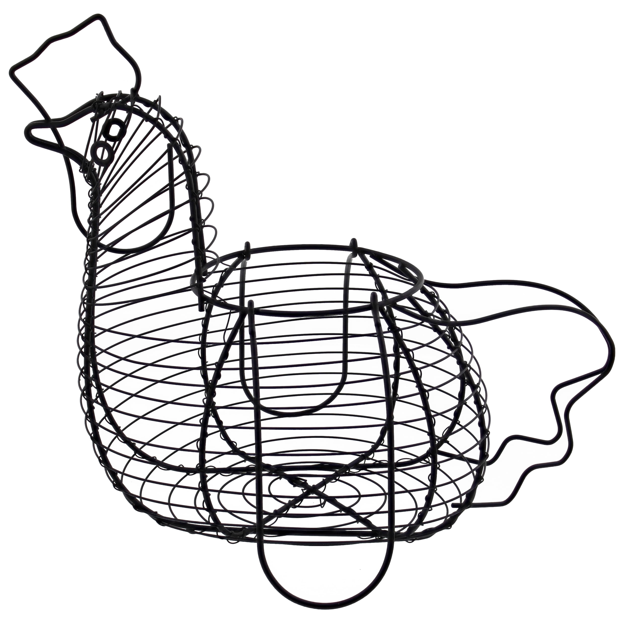 Rural365 Chicken Egg Holder - Brown Decorative Wire Basket with Handle  Decor Wire Egg Basket for Kitchen or Living Room