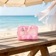 thumbnail image 3 of OCCOA PVC Floral Toiletry Bag for Women Large Capacity Waterproof Travel Makeup Bag with Handle Hanging Cosmetic Organizer for Vacation Business Trip Gym, Pink, 3 of 6