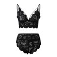 thumbnail image 3 of Gibobby Lencería de encaje Día de San Valentín para mujer Sexy Lady Sheer Floral Lace Pijamas Conjunto de lencería Cintura alta Ropa de dormir Sujetador y panty de dos pi(Negro, M), 3 of 5