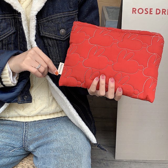 Bolsa de almacenamiento de cosméticos de conejo de dibujos animados caja de maquillaje portátil para viajes de verano femeninos