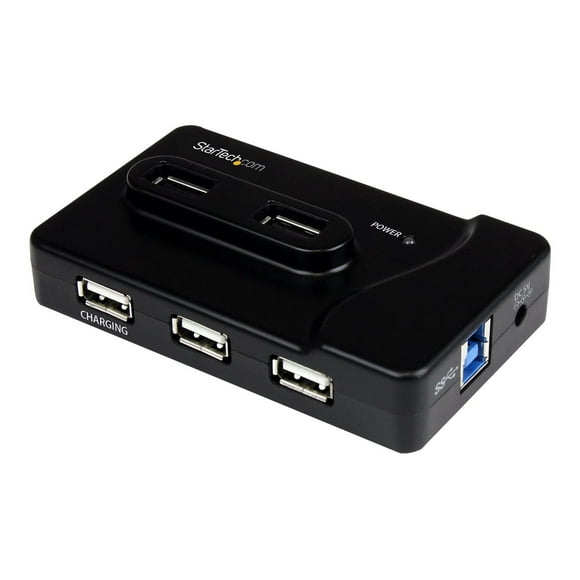 StarTech.com 7 Port USB Hub - 2 x USB 3A, 4 x USB 2A, 1 x Dedicated Charging Port - Multi Port Powered USB Hub with 20W Power Adapter (ST7320USBC) - Hub - 2 x SuperSpeed USB 3.0 + 4 x USB 2.0 - desktop - for P/N: MSDREADU3CA, SDMSDRWU3AC, USB312SAT3CB, USB315CB2M, USBLTM1MBK, USBLTM1MWH