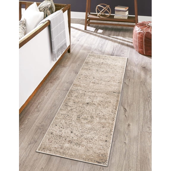 Unique Loom Portland Collection Area Rug - Astoria (2' 7" x 13' 1" Runner Beige/Ivory)