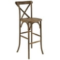 thumbnail image 5 of Merrick Lane 30 Inch Bistro Style Bar Height Wooden Cross Back Dining Stool in Dark Antique, 5 of 15