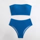 thumbnail image 5 of Conjunto de Bikini de Cintura Alta para las Mujeres Color Sólido sin Mangas Ondulación, Traje de Baño de Moda sin Espalda Sexy, 5 of 6