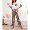 thumbnail image 2 of Leopard Print Women's Pajama Set — Comfortable, Skin-Friendly, Breathable, Soft Sleepwear in White, Size M, 2 of 6