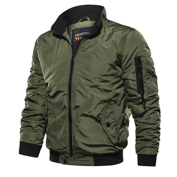 RKSTN Vestes pour Hommes et Hiver Décontracté Couleur Unie Veste Coupe-Vent de Travail Manteau à Fermeture Éclair Automne et Hiver Veste à Manches Longues Manteaux