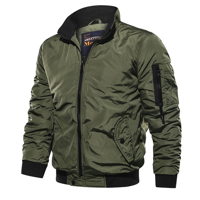 RKSTN Jackets for Men And Winter Casual Solid Color Tooling Wind Jacket Zipper Coat Fall and Winter Long Sleeve Jacket Coats