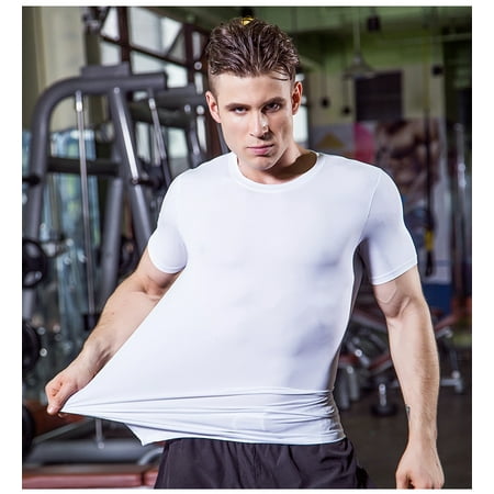 Men Sport Fitness Gym Running Elastic Quick Drying Short Sleeve Tights Top
