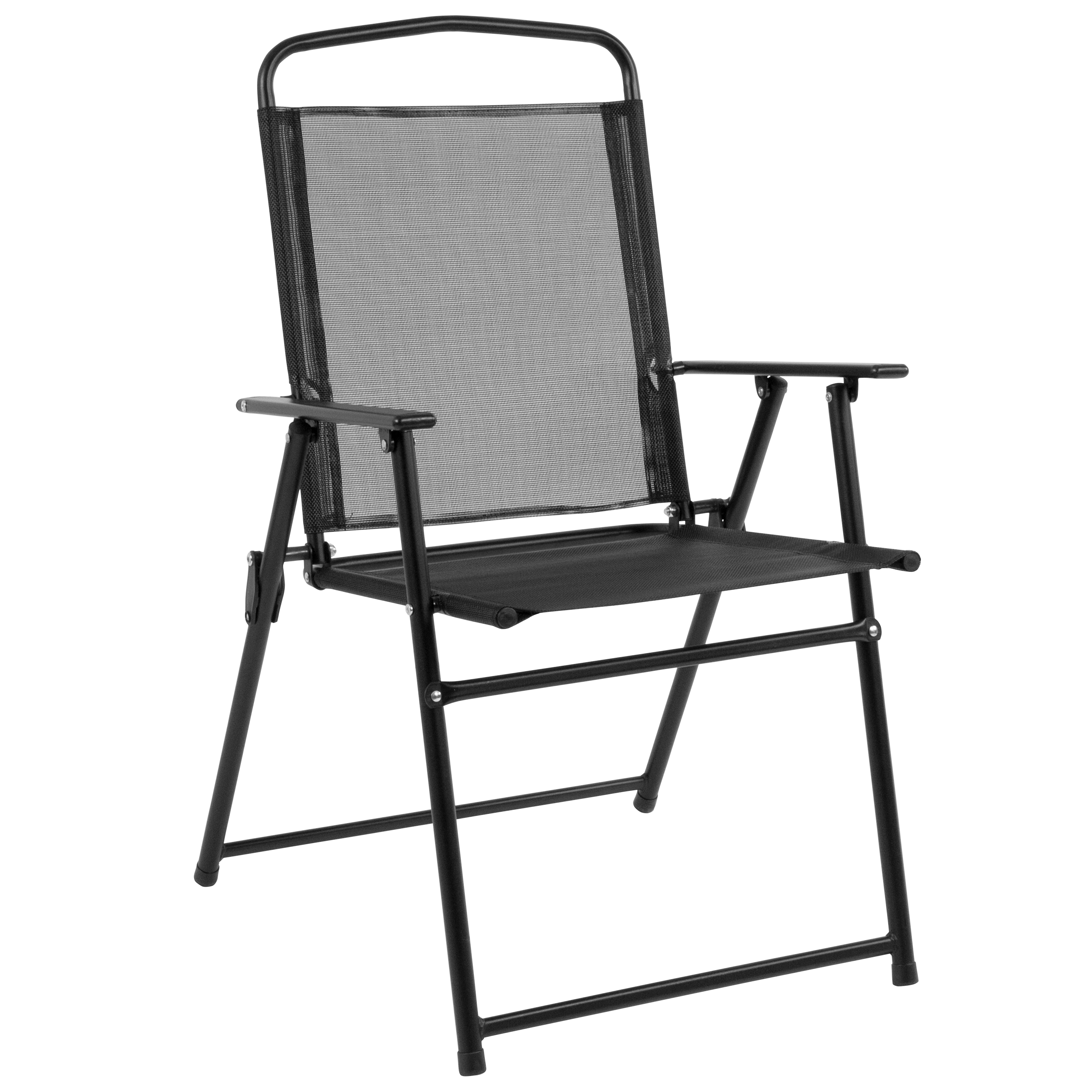 Flash Furniture Nantucket 6-Piece Patio Set with Glass Table, Umbrella, and 4 Folding Chairs, Black - image 3 of 16