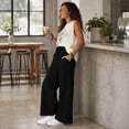 thumbnail image 4 of Stralyhd Wide Leg Womens Sweatpants Loose Casual Travel Pants Elastic Workout Jogger Pants High Waist 2026 Gym Outfits with Pockets Black 2XL, 4 of 6