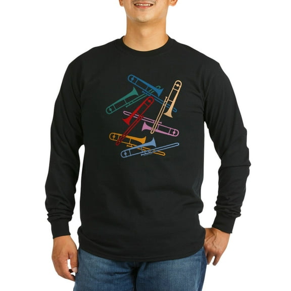 CafePress - Colorful Trombones Long Sleeve Dark T Shirt - Long Sleeve Dark T-Shirt