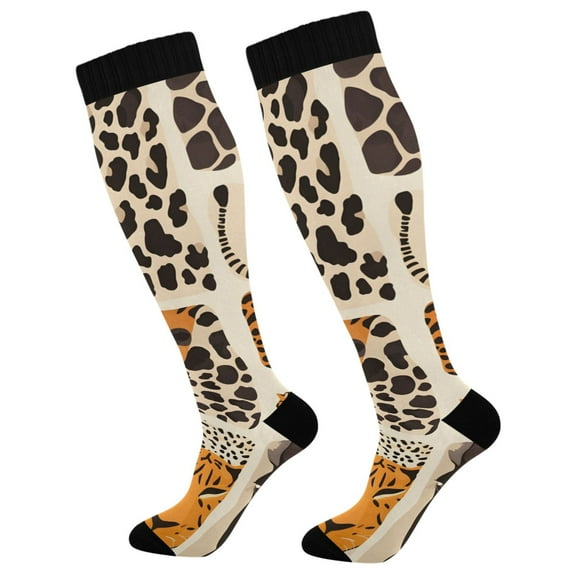 joogoo Animal Skins Leopard Compression Socks Women Men Knee High Sock