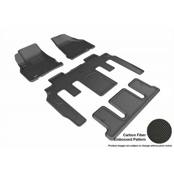 3D MAXpider 2009-2017 Fits Chevrolet Traverse 1st Row 2nd Row 3rd Row Kagu Carbon Fiber Embossed Pattern Black Floor Mat L1CH06101509