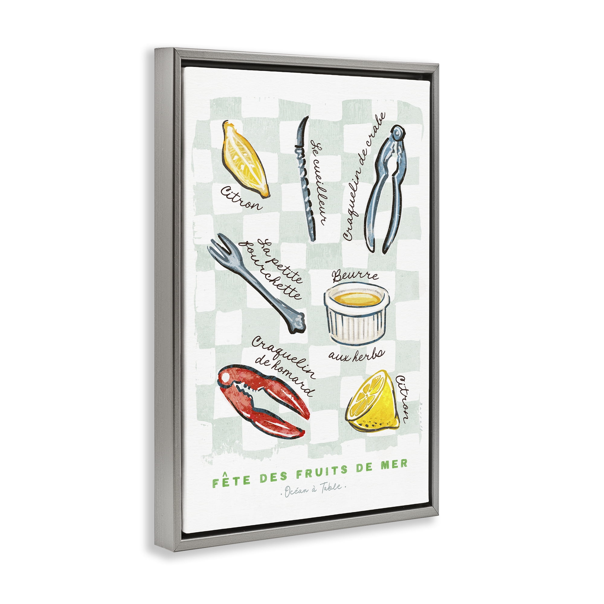Stupell Industries Modern French Bistro Gray Framed Floater Canvas Wall Art, design by Chad Barrett