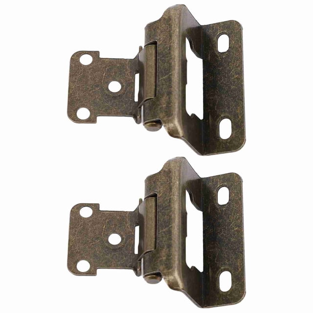 2Pcs Self Closing Cabinet Hinge 1/2in Enhanced Safety Steel Semi Wrap Overlay Cupboard Door Hinge for Kitchen Bathroom RV Boat Campervan