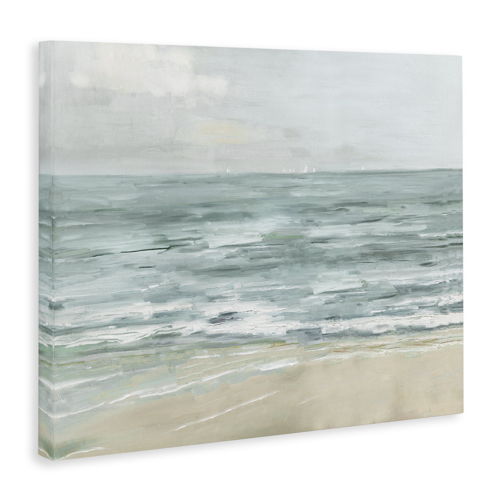 Stupell Industries Brushed Beach Waves Landscape Painting Gallery Wrapped Canvas Art Print Wall Art, 40 x 30
