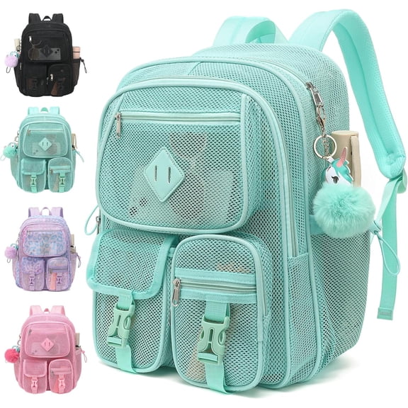 Mesh Backpack,Heavy Duty Semi-Transparent Mesh Bookbag Womens Mens,Sports, Beach, Swimming, Travel