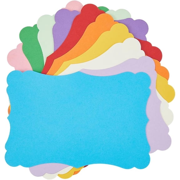 50Pcs 10 Colors Blank Kraft Cards Cardstock Paper Thick Greeting Card Vintage Floral Border 4x6In Portable Bookmark Note for Learning Multi-color