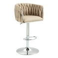thumbnail image 5 of Set of 2 360° Swivel Bar Stools, Yellow - Adjustable Counter Height with Woven Back & Footrest, Silver Chrome for Kitchen Island, Cafe​, 5 of 9