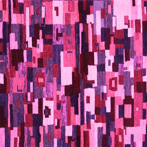 Ahgly Company Indoor Square Abstract Pink Contemporary Area Rugs, 3' Square