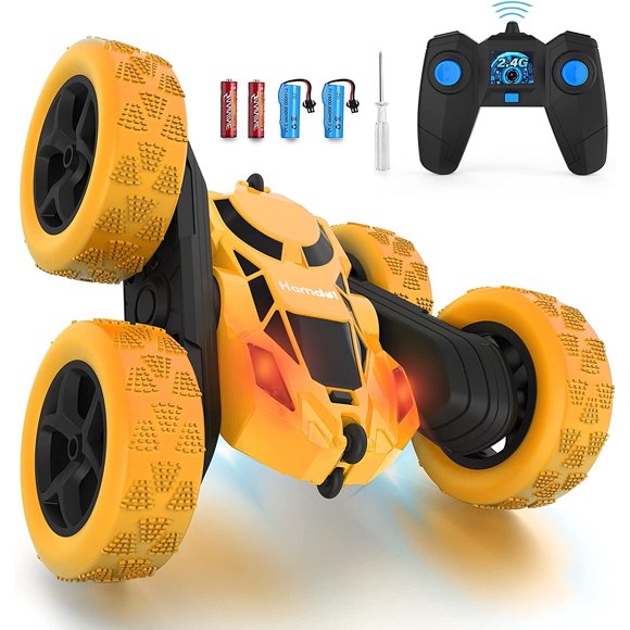 Temogu-voiture Télécommandée pour Enfants, Voiture Acrobatique RC Double Face Rotative à 360° avec Lumières, Véhicule Jouet Électrique Rechargeable 4WD, Parfait pour Anniversaire, Vacances pour Garçons et Filles de 6 à 12 Ans