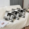 thumbnail image 4 of Geometric Reversible Throw Pillow Covers 18 x 18-Inch Kids Grey Black Buffalo Check Pillow Covers Home Decor for Modern Abstract Square Cushion Covers Set of 4 Stripe Line Geometry, 4 of 6
