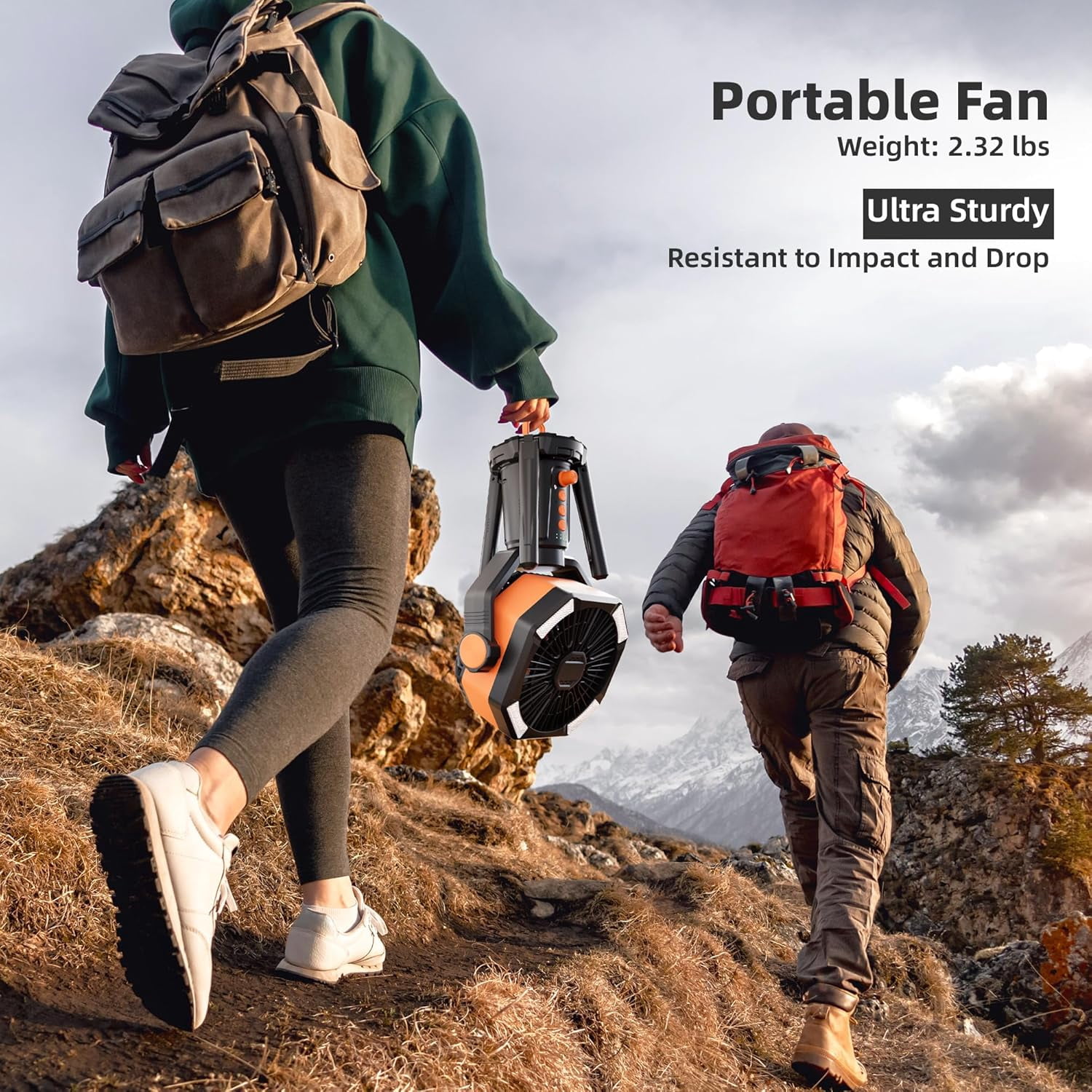 Table Fans Tripod, 20000mAh Rechargeable Battery Operated Portable Tent Fan with LED Lantern, Remote Control, Hook, 270° Pivot, Stepless Speed-Ideal for Camping, Picnic, Barbecue, Jobsite