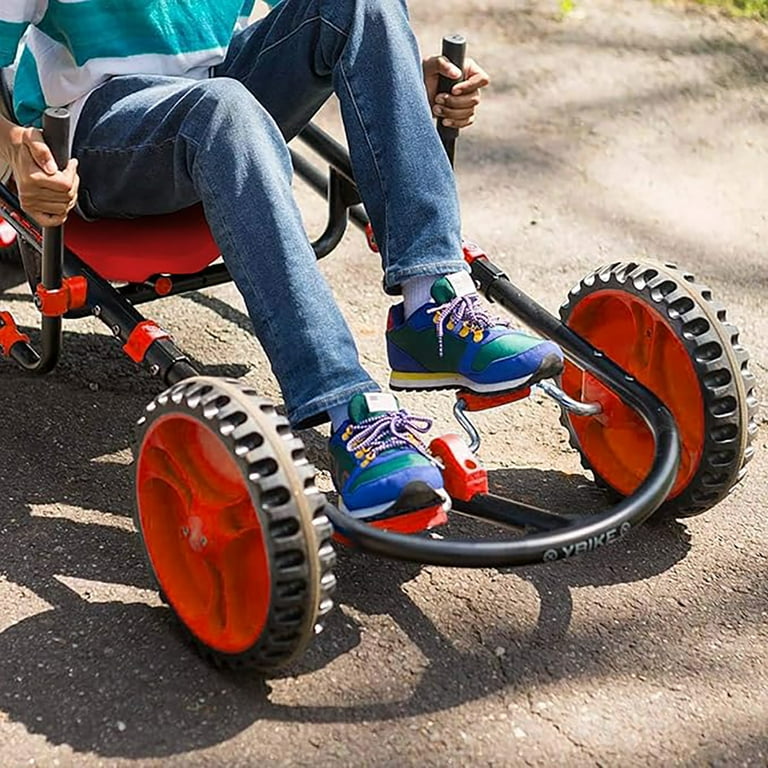 YBIKE Explorer Pedal Car, Three Wheel Go-Kart, Up to 155 lbs, Ages