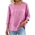 thumbnail image 4 of Frnrwgo Womens Spring And Summer Short Sleeved Solid Color Short Sleeved Mesh Splicing T-shirt, 4 of 7