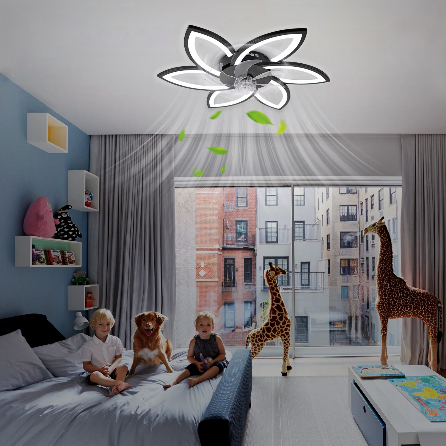 Ceiling Fan Light and Remote FIMEI Ceiling Light with Fan 3 Colors 6 Wind Levels