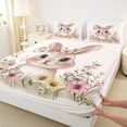thumbnail image 4 of Erosebridal Kids Easter Cartoon Rabbit Bed Sheets 4pcs,Boys Girls Pink Flowers Butterfly King Sheets,Luxury Bedroom Decor, 4 of 5