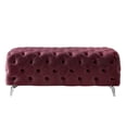 thumbnail image 3 of 51 Inch Velvet Upholstered Ottoman Bench with Metal Legs, Modern Button-Tufted Bench Chair with Padded Seat Cushion for Living Room Bedroom, Easy Assembly, Red, 3 of 7