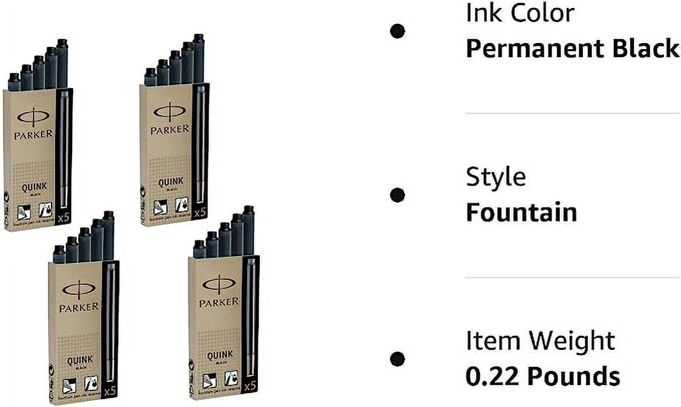 1950324 Parker Quink Ink Rollerball Ink Pen Refill, Medium, Blue, Pack of 6