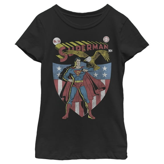 Girl's Superman All-American Hero  Graphic Tee Black Medium