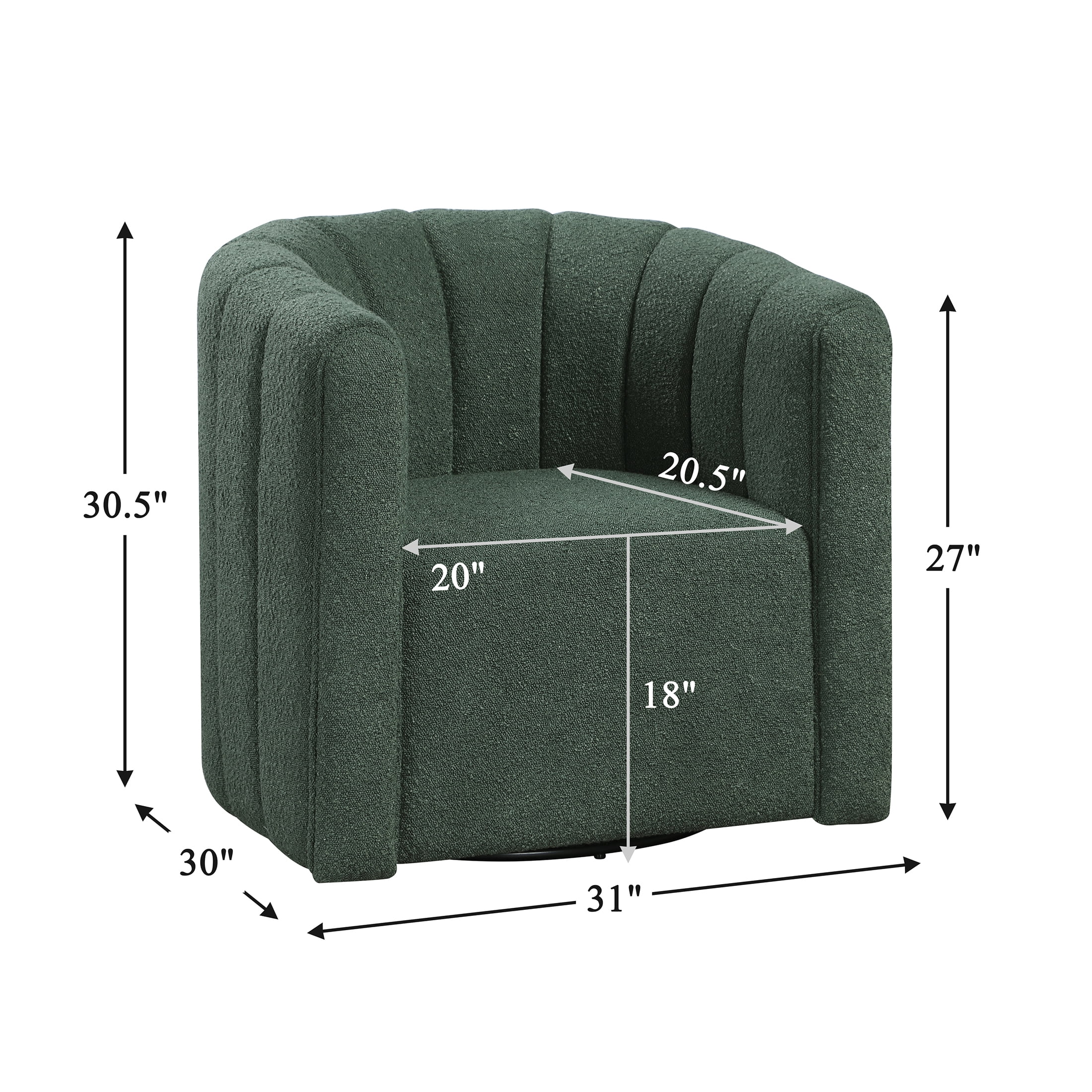 OakvillePark Rivermount Boucle Barrel Swivel Chair with Ottoman, Green