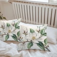 thumbnail image 6 of Throw Pillow Covers 24x24 Inch Set of 2, White Floral Waterproof Outdoor Pillow Covers, Botanical Magnolia Flower Leaves Butterfly Decorative Cushion Pillowcases for Couch, Sofa, Bed, Garden, Patio, 6 of 9