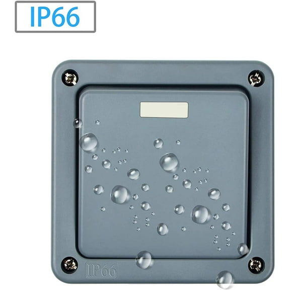 GREENCYCLE 1PC 10A 125VAC 1-Gang 2-Way Storm Weatherproof Outdoor Switched 5-Pole Press Single Gang Socket IP66 Rated