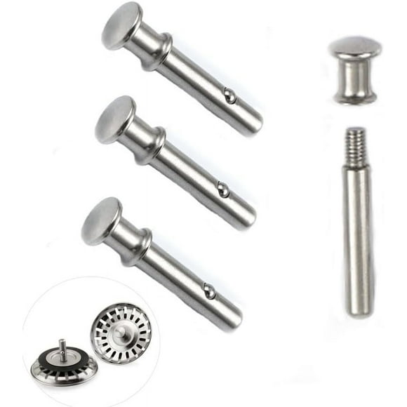 EcoNesxp 4-Piece Kitchen Sink Strainer Center Pin Replacement 5/16" Drain Basket Center Round Post Cover Handle Lever Plug with Ball Lock Repair Parts for Standard Drains
