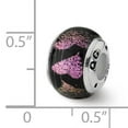 thumbnail image 2 of Beautiful Sterling Silver Reflections Pink/Purple Hearts Dichroic Glass Bead, 2 of 2