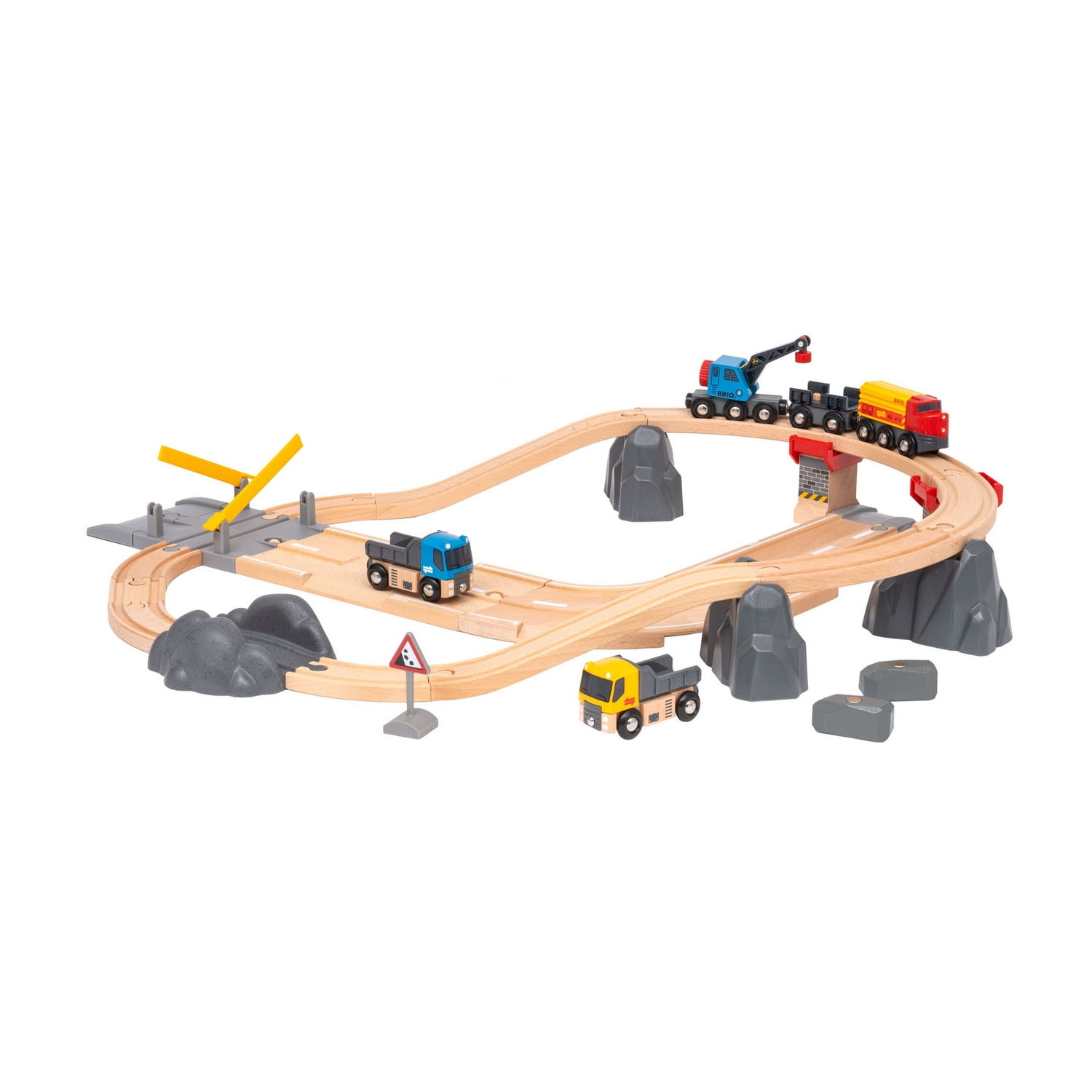 BRIO Rail & Road Loading Set 33210と、電車他 Amazon.com: BRIO World Rail & Road Loading Set - 32-Piece