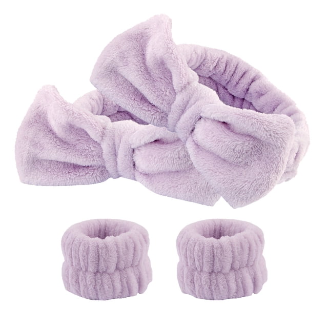 Muñequeras y diademas de 4 piezas para lavarse la cara Maquillaje para mujeres y niñas para evitar derrames de líquidos