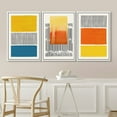 thumbnail image 3 of IDEA4WALL Framed Canvas Print Wall Art Set Mid-Century Bright Neon Color Block Mosaic Abstract Shapes Minimalism Bohemian Decorative for Living Room, Bedroom, Office - 24"x36"x3 White, 3 of 5