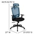 thumbnail image 6 of Emma + Oliver Ergonomic Blue/Black Mesh Office Chair-Synchro, Pivot Headrest, Adjustable Arms, 6 of 14