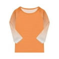 thumbnail image 3 of CCRFTGI Orange Tops for Teen Girls 2025 Summer Raglan 3/4 Sleeve Crewneck Shirt Cute Gradient Tops Going Out Lightweight Tops & Blouses,Orange 8-9 Years, 3 of 4