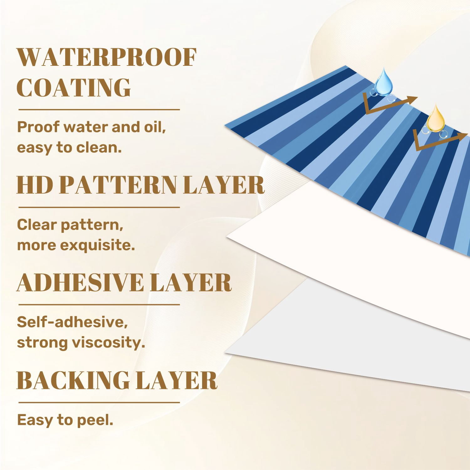 Peel and Stick Wallpaper Blue Stripes Varying Shades Blue Light Blue Wall Mural 17.7in x 9.8ft Self Adhesive Removable Wall Paper Renter Friendly Wallpaper for Nursery Bedroom Cabinets