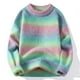 thumbnail image 2 of Suéter de rayas arcoíris de moda para otoño e invierno de 2024, suéter de lana de lujo de alta gama para hombre, suéter informal holgado para Navidad, 2 of 4